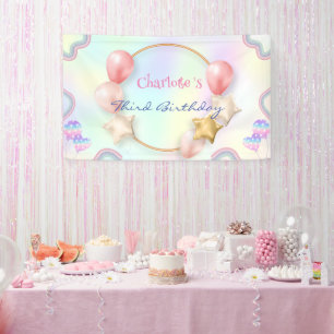 Ein magischer Regenbogen Ballon Happy Birthday Par Banner