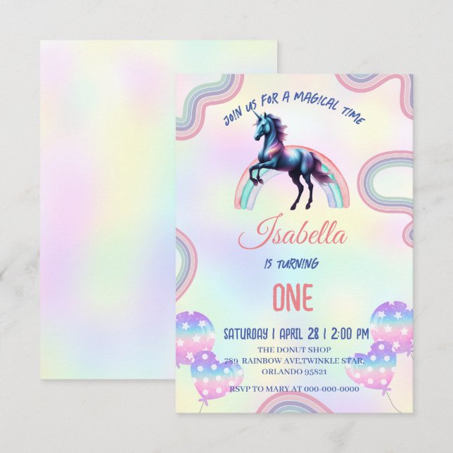 Ein magischer Regenbogen Einhorn Glückwunsch zum G Dankeskarte (Vorne/Hinten)