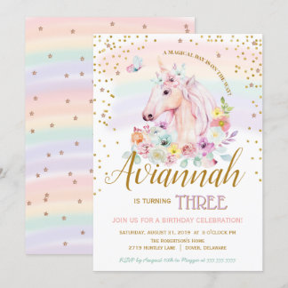 Ein magischer Tag Sorbet Einhorn Geburtstag Einladung
