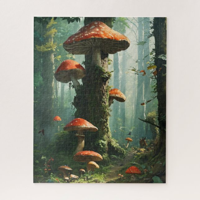 ein magischer Wald, Pilze, ein mystischer Wald, zu Puzzle (Vertikal)
