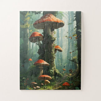 ein magischer Wald, Pilze, ein mystischer Wald, zu Puzzle