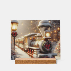 Ein magischer Winter Wonderland Weihnachtszug Acrylschild