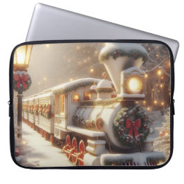 Ein magischer Winter Wonderland Weihnachtszug Laptopschutzhülle
