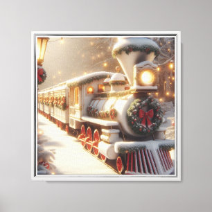 Ein magischer Winter Wonderland Weihnachtszug Leinwanddruck