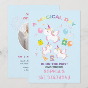 Ein magisches Einhorn zum Geburtstag Einladung