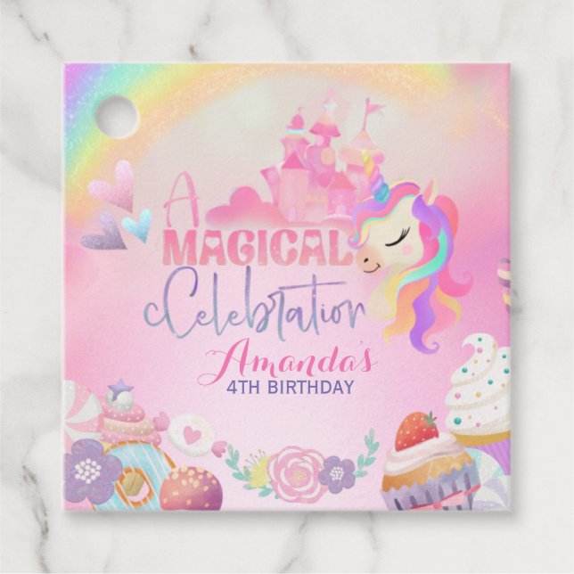 Ein magisches Fest Unicorn Candyland Geschenkanhänger (Vorderseite)