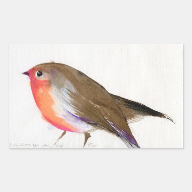 Ein magisches kleines Rotkehlchen namens "Wisp 201 Rechteckiger Aufkleber (Vorderseite)