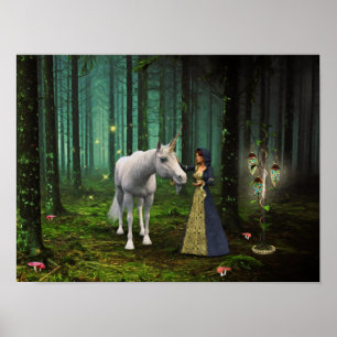 Ein magisches Meeting - Einhorn Fantasy Art Print Poster