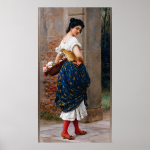Ein Maiden mit einem Korb von Rose von Eugen von B Poster