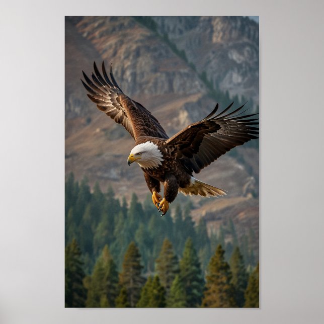 Ein majestätischer Adler stürzt stolz in einem nah Poster (Vorne)