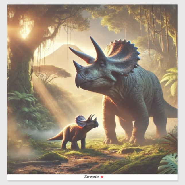 Ein majestätischer, erwachsener Triceratops Aufkleber (Blatt)