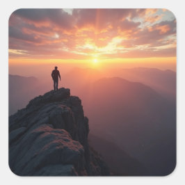 Ein majestätischer Sonnenaufgang vom Gipfel des Be Quadratischer Aufkleber