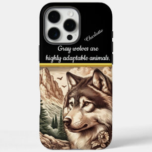 Ein majestätischer Wolf blickt über eine ruhige La iPhone 16 Pro Max Hülle
