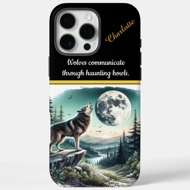 Ein majestätischer Wolf heult unter dem Vollmondgl Case-Mate iPhone Hülle (Rückseite)