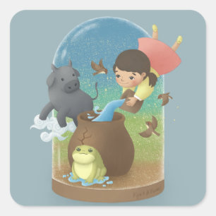 Ein Mal: Kong-jwi & Pat-jwi Illustration Quadratischer Aufkleber