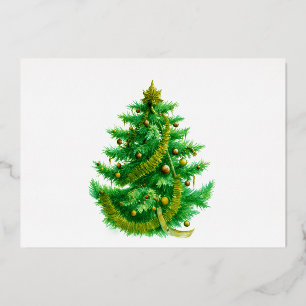 Ein Mandelbrot-Weihnachtsbaum mit roten und grünen Folien Feiertagskarte