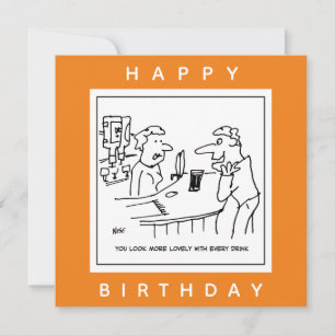 Ein Mann, der eine Barmaid in einem Pub-Cartoon hä Karte