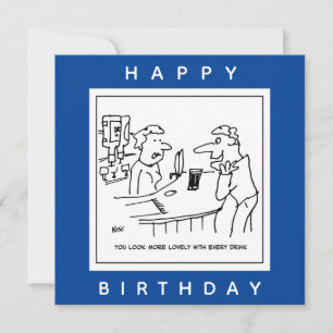 Ein Mann, der eine Barmaid in einem Pub-Cartoon hä Karte