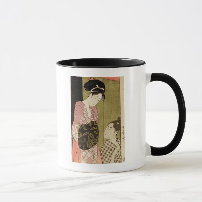 Ein Mann, der eine Frau malt Tasse (Rechts)