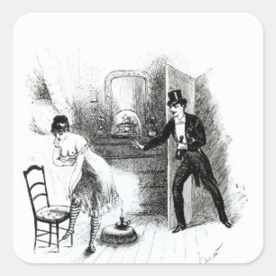 Ein Mann, der eine Prostituierte besucht Quadratischer Aufkleber