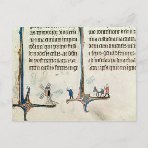 Ein Mann, der seinen Esel fährt, trägt Taschen von Postkarte