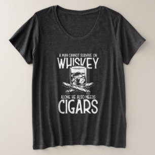 Ein Mann, der Whiskey und Zigarre Liebe Große Größe T-Shirt