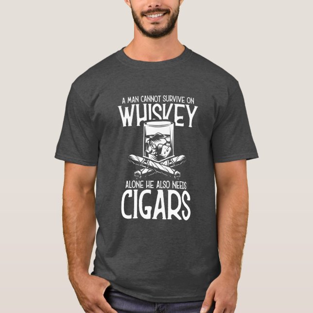Ein Mann, der Whiskey und Zigarre Liebe T-Shirt (Vorderseite)
