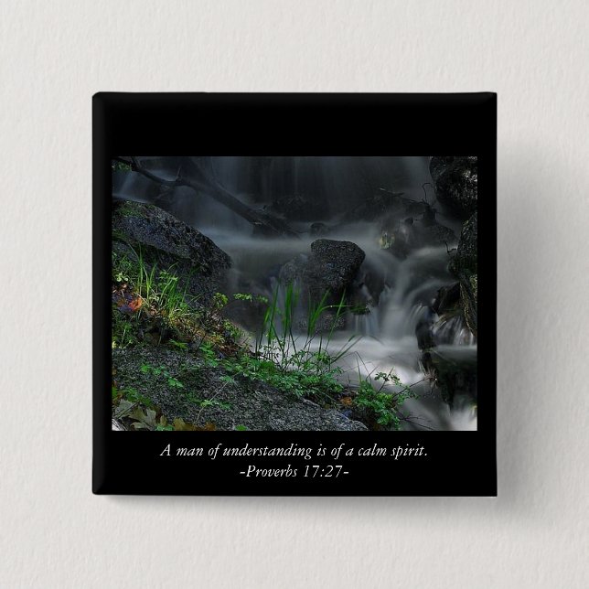 Ein Mann des Verständnisses ist von einem ruhigen Button (Vorderseite)