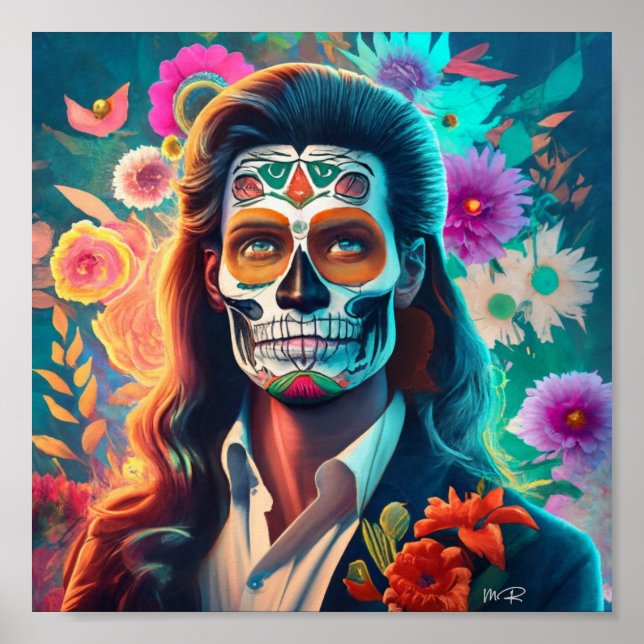Ein Mann feiert Dia de Los Muertos Poster (Vorne)