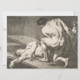 Ein Mann hebt die Legen eines anderen Mannes Karte