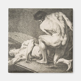 Ein Mann hebt die Legen eines anderen Mannes Magnet