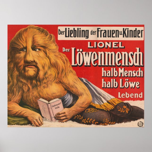 Ein Mann mit Löwenkopf, der Shakespeare liest, 191 Poster (Vorne)