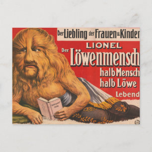 Ein Mann mit Löwenkopf liest Shakespeare, 1913. Postkarte