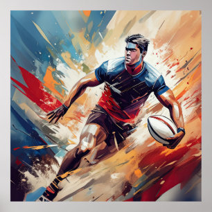 Ein männlicher Rugby-Spieler. Poster
