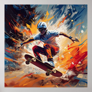Ein männlicher Skateboarder. Poster