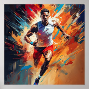 Ein männlicher Track und Feldsportler. Poster