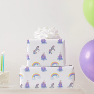 Ein Märchenschloss und Einhornpapier Geschenkpapier