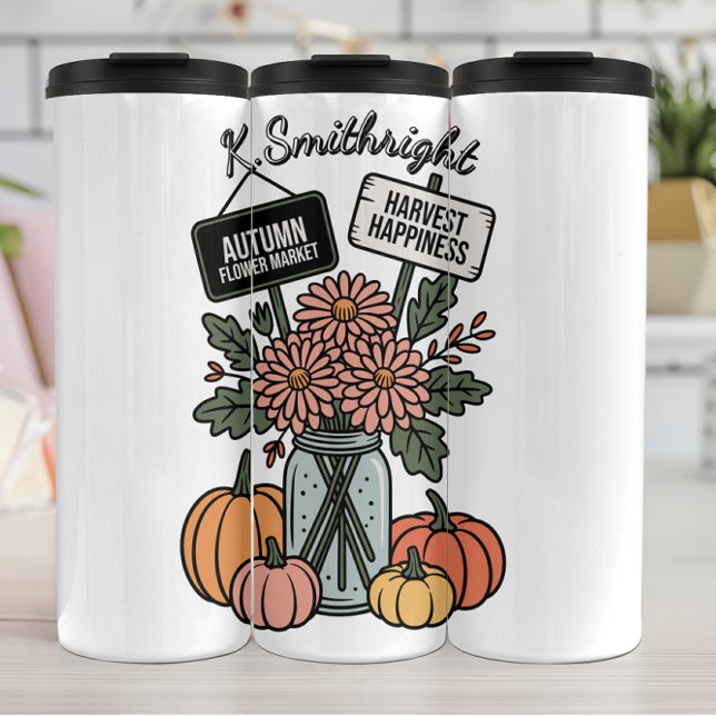 Ein Markt für Blume im Herbst und Pumpkin Thermosbecher (Von Creator hochgeladen)
