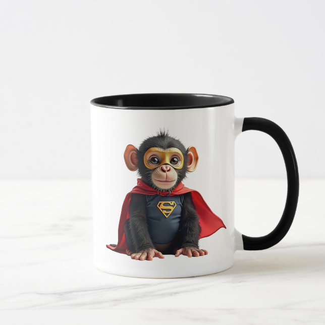Ein maskierter Affe mit einem Umhang. Tasse (Rechts)