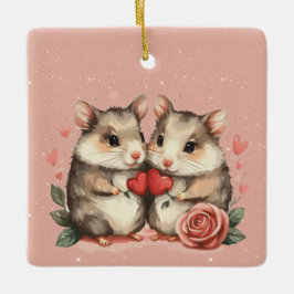 Ein Maus-Paar in der Liebe Valentine Keramikornament