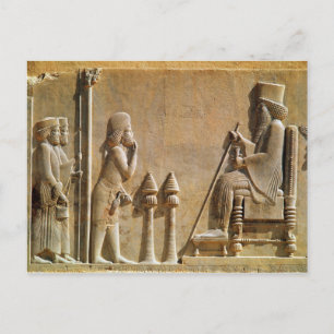 Ein Medianoffizier, der König Darius ehrt Postkarte