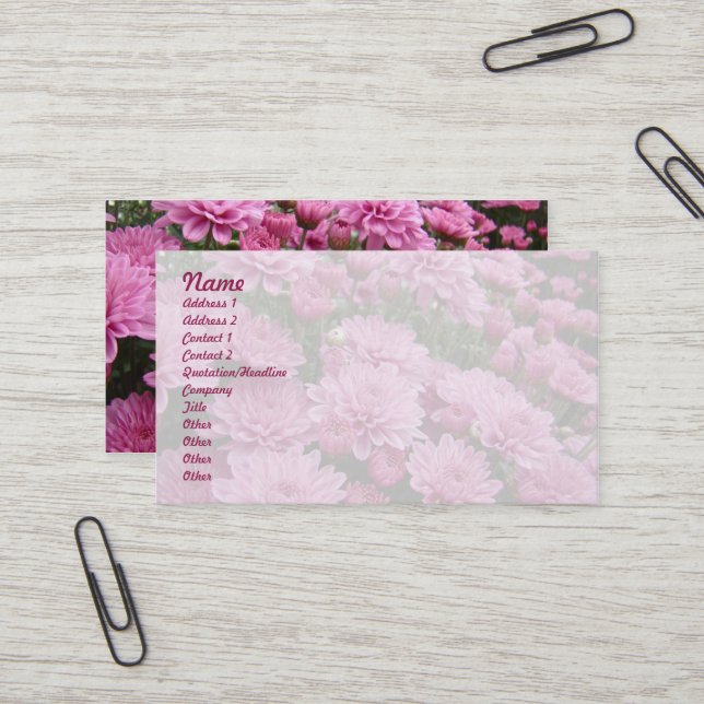 Ein Meer rosa Chrysanthemen #2 Visitenkarte (Vorderseite/Rückseite Beispiel)