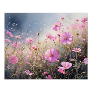 Ein Meer rosa Kosmos Fotodruck