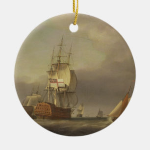 Ein Meerblick mit Mann-von-Krieg und kleinem Keramik Ornament