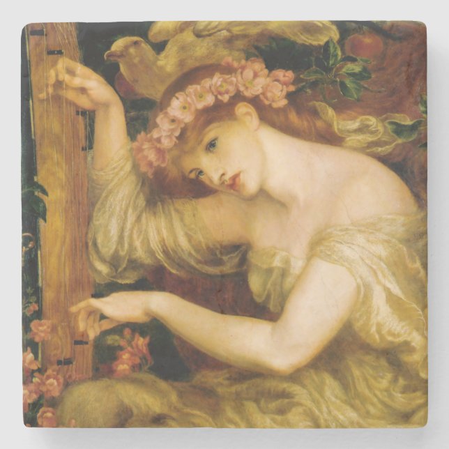 Ein Meereszauber (von Dante Gabriel Rossetti) Steinuntersetzer (Vorderseite)