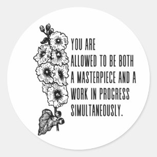 Ein Meisterwerk und ein fortlaufendes Plakat Runder Aufkleber