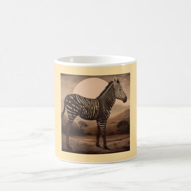 Ein melanistisches Zebra beim Grasen Kaffeetasse (Mittel)