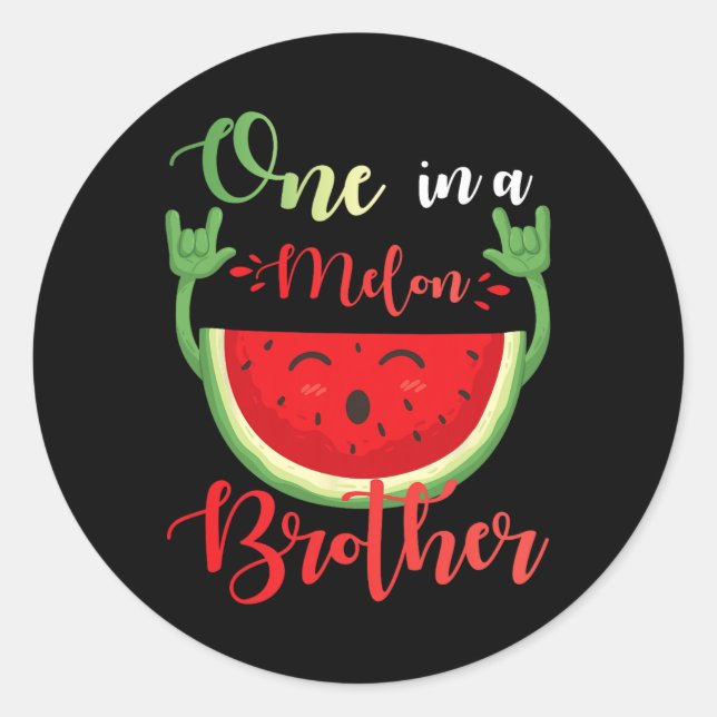 Ein Melon Brother Funny Birthday Matching Fam Runder Aufkleber (Vorderseite)