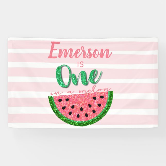 Ein Melon Watermelon First Birthday Banner (Horizontal)