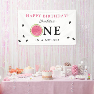 Ein Melon Watermelon Summer Birthday Banner